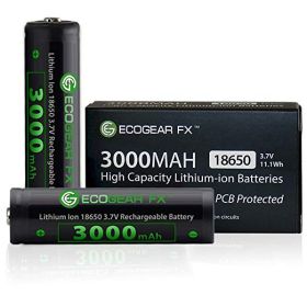 18650 Button-Top Rechargeable Batteries with PCB  [2-Pack]